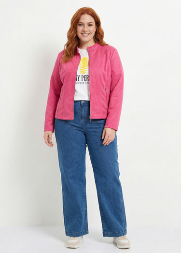Veste courte suédine style perfecto Fuchsia