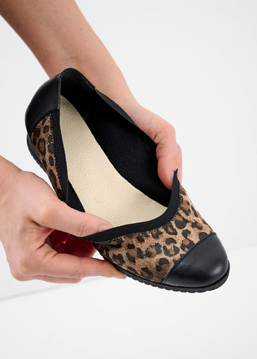 Ballerines compensées grande largeur cuir Imprime Leopard