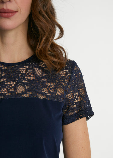 Tee shirt bi-matière manches courtes Marine