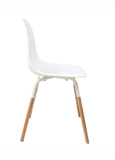 Set 4 Chaises coque claires, pieds bois Blanc