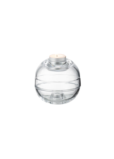 Bougeoir 2 en 1 en verre forme boule Blanc