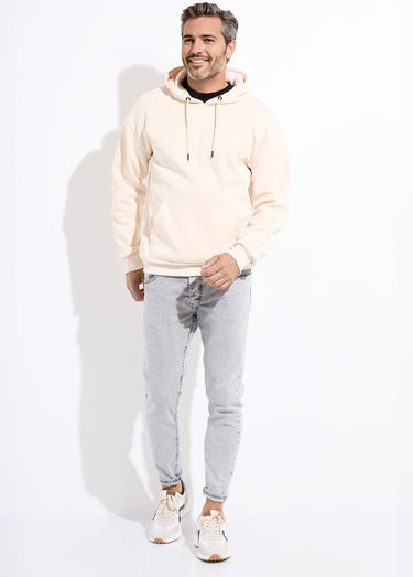 Sweat tendance capuche, poche kangourou Beige