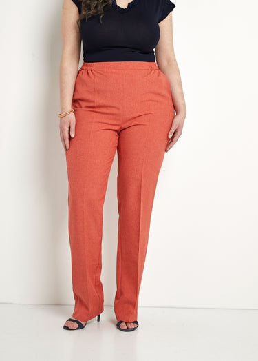 Pantalon droit ceinture semi-élastiquée Brique