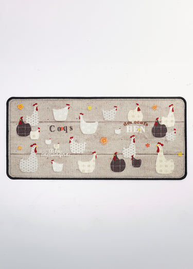 Tapis de cuisine motif poules protection Gris