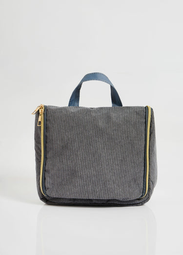 Trousse de toilette à suspendre, velours Gris