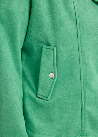 Blouson motard en suédine col montant Vert