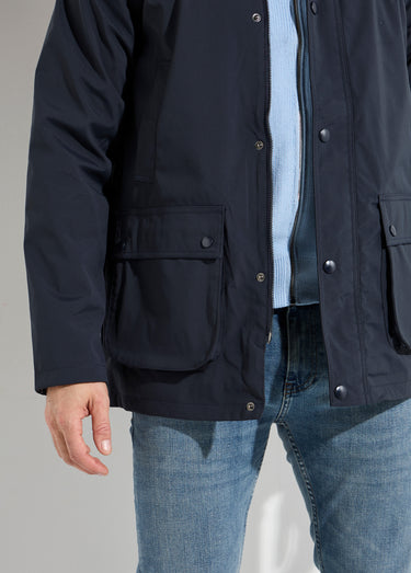 Veste déperlante avec col en velours Marine