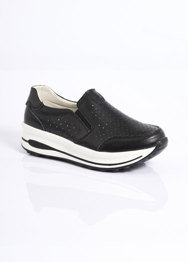 Baskets perforées compensées sportswear Noir