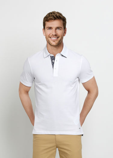Polo en maille piquée à manches courtes Blanc