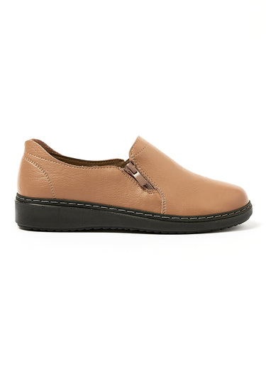 Derbies loafers confortables avec zip Taupe