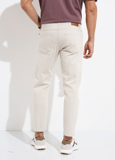 Jean 5 poches denim clair, coupe droite Beige
