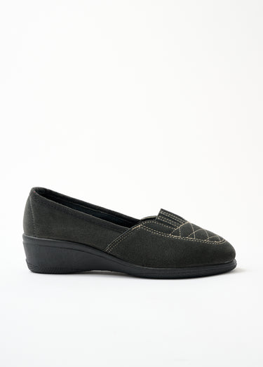 Mocassins élastiqués cuir grande largeur Gris