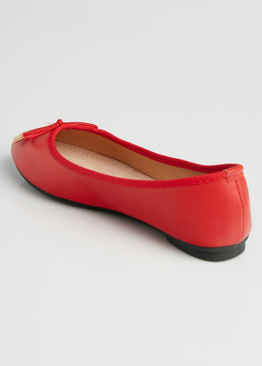 Ballerines talon plat et petit noeud Rouge