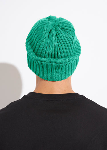 Bonnet en maille cotelée à revers Vert