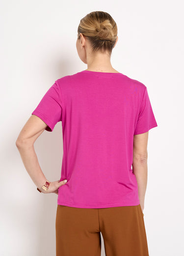 T-shirt fluide col V manches courtes Bougainvilliers
