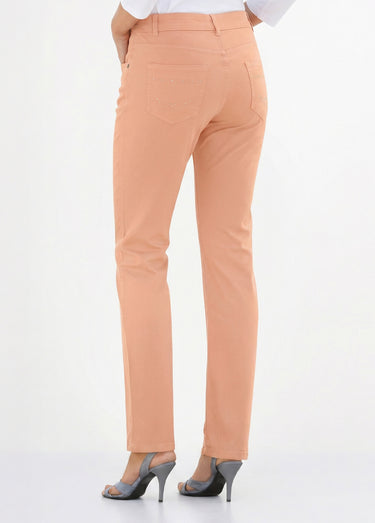 Le pantalon 5 poches brodé Abricot