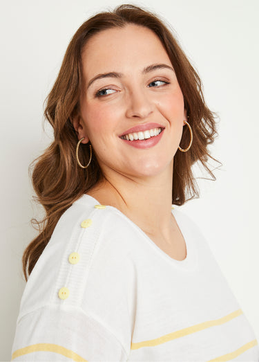 Pull fin rayé Blanc/Vanille