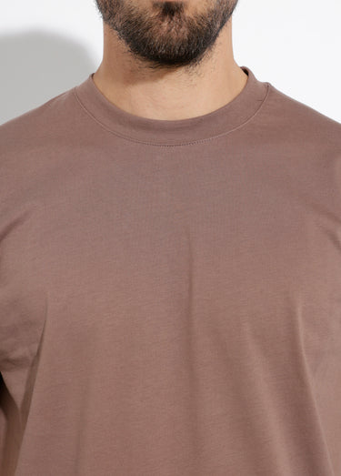 T-shirt col rond en coton épais Marron