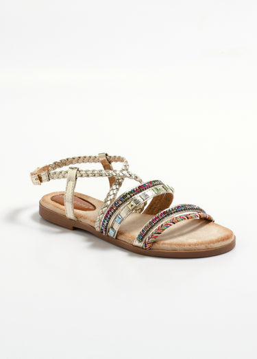 Sandales avec brides tressées et strass Dore