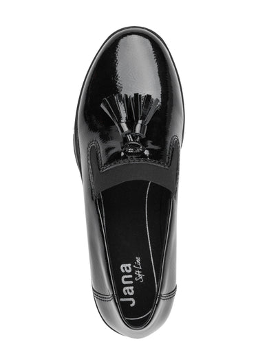 Mocassins vernis compensés à glands Noir