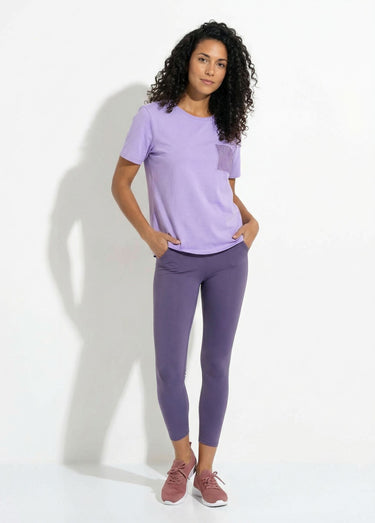 T-shirt boîte manches courtes strass Violet