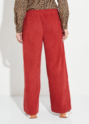 Pantalon large, velours grosses cotes Brique
