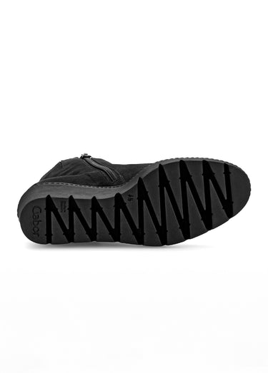 Boots en cuir aspect daim, compensées Noir