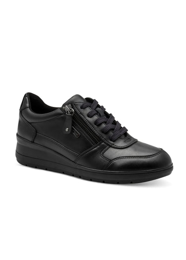 Derbies compensés en cuir à lacets Noir
