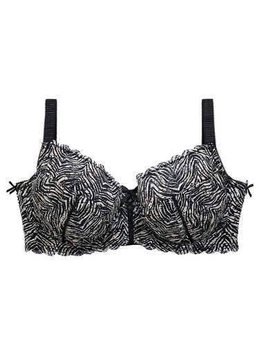 Soutien-gorge armatures, imprimé fantaisie Noir/Ivoire