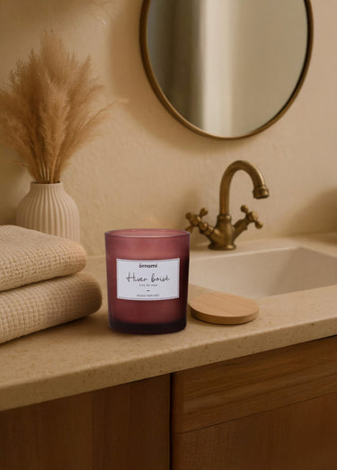 Bougie parfumée pot verre + couvercle Rose