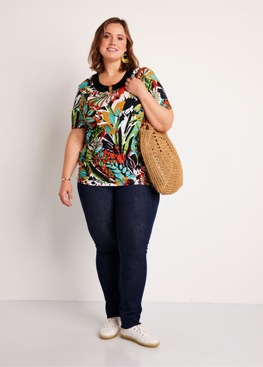 T-shirt manches courtes uni ou imprimé Paprika/Vert