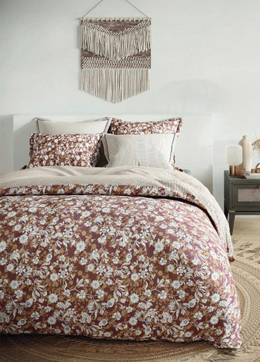 Parure de lit 3 pièces avec housse de couette, romantique Marron