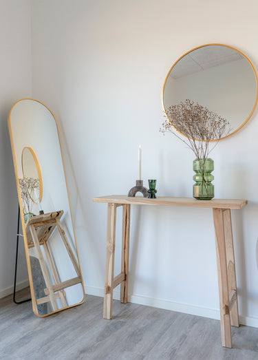 Console teck massif, style rustique chic Naturel