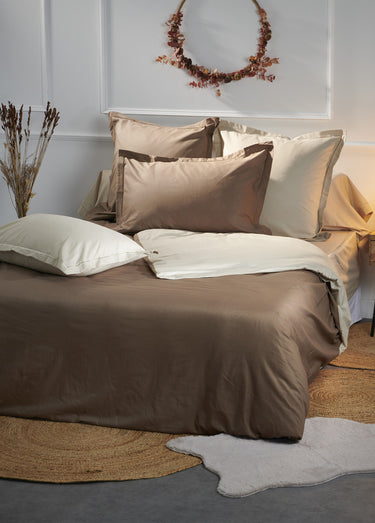 Drap housse pur coton uni, Relax Marron/taupe