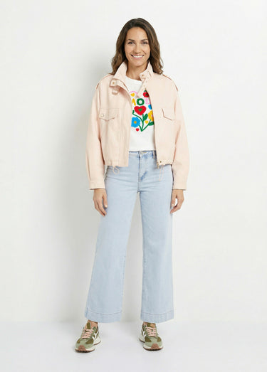 Blouson motard en simili cuir pastel Rose Clair