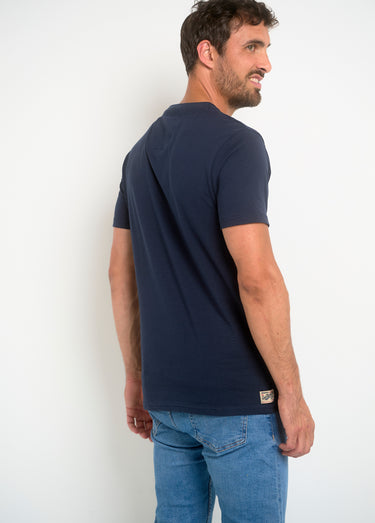 T-shirt inscriptions vintage col rond Marine