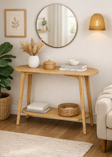 Console style ethnique en bambou Naturel