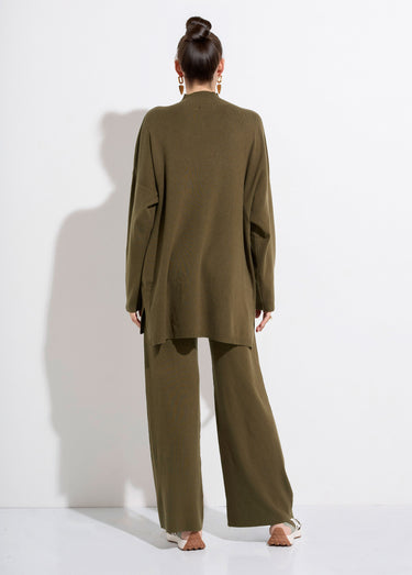Ensemble en maille tunique + pantalon Kaki