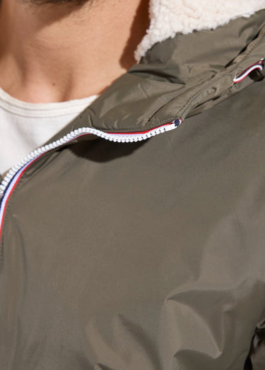 Parka courte chaude fourrée déperlante Kaki/Ecru