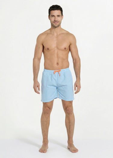 Short de bain à rayures fines Rayé turquoise