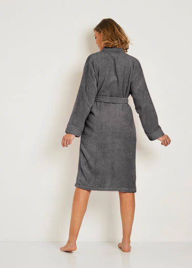 Peignoir éponge pur coton forme kimono Anthracite