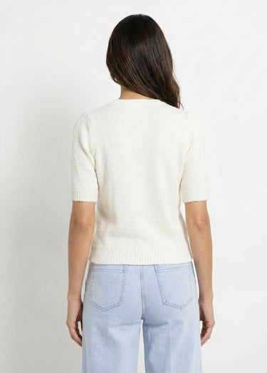 Gilet à manches courtes avec laine Ecru