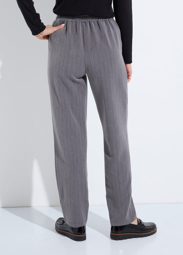 Pantalon droit lien à la taille 3/4 élastiquée Gris/Noir