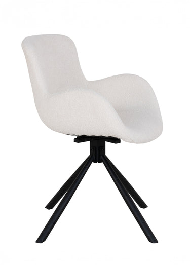 Chaises maille bouclette, pied pivotant Blanc Casse
