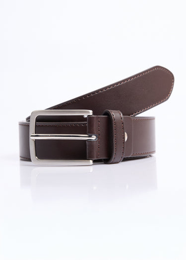 Ceinture cuir véritable, boucle métal Marron