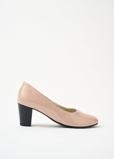 Escarpins cuir bout rond largeur confort Vernis Poudre