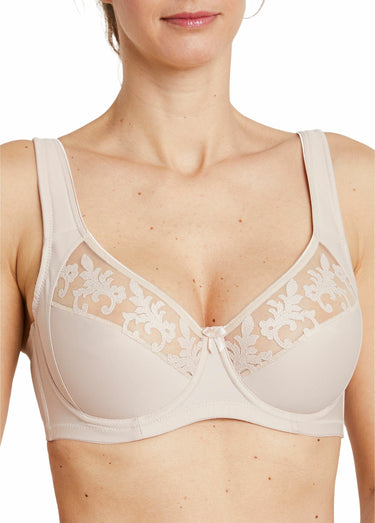 Soutien-gorge avec armatures tulle brodé Poudré