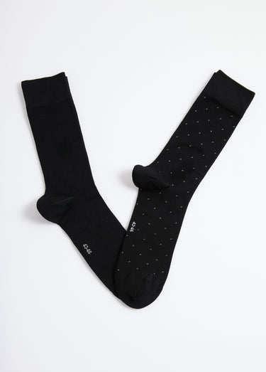 Lot de 2 Chaussettes pois et côtes Noir