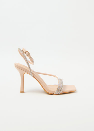 Sandales à strass avec talon haut Nude