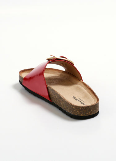 Mules anatomiques avec boucle métal Vernis Rouge